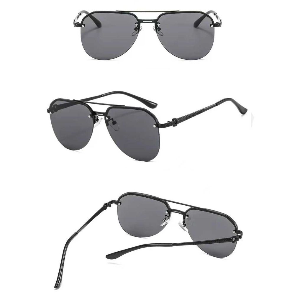 Nouveaux Lunettes de Soleil Rétro Demi-Monture Mode Carré Extérieur Lunettes de Soleil Pare-Soleil Lunettes pour Femmes Hommes Lunettes de Soleil en Métal