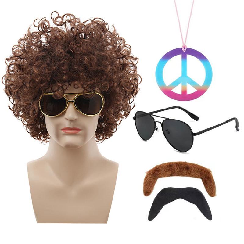 Colorful Coffee Brown Punk Wig For Halloween Parties With Accessories And Hairpieces