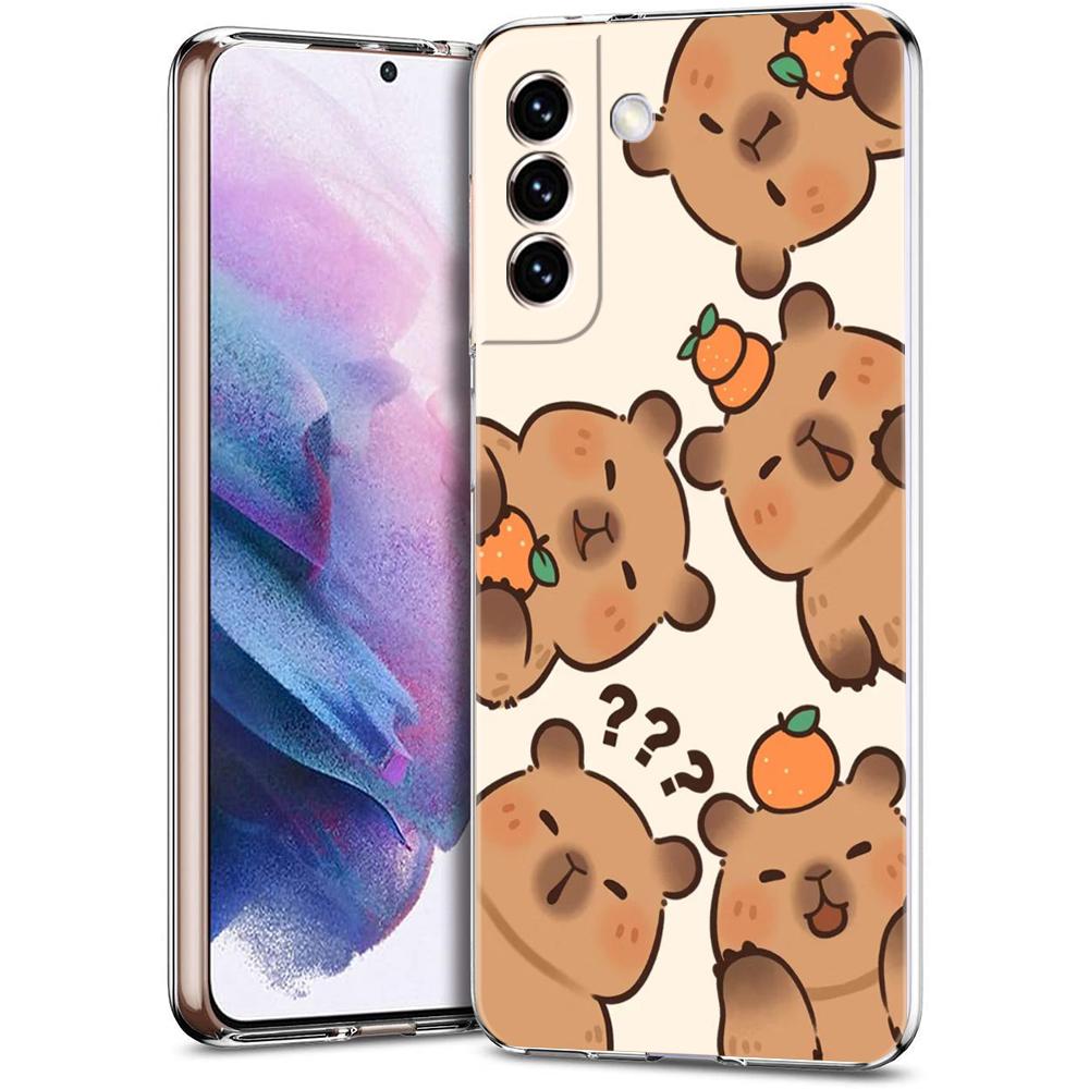 Funny Cartoon Capybara Phone Case For Samsung Galaxy S25 S23 S24 S22 Ultra Plus Transparent Cover For Galaxy S24+ S23+ S25+ S22+