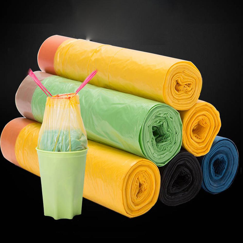 60 Pcs Household Garbage Bag with Drawstring Disposable Kitchen Supplies Bathroom Portable Cleaning Big Plastic Bag