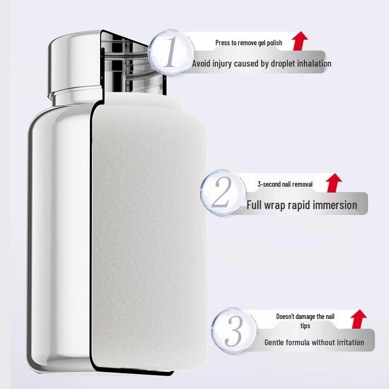 Nail Art Quick Remover: Gentle Soak-Off Liquid for Nail Patches, Glue, and Sponge, Protects Natural Nails