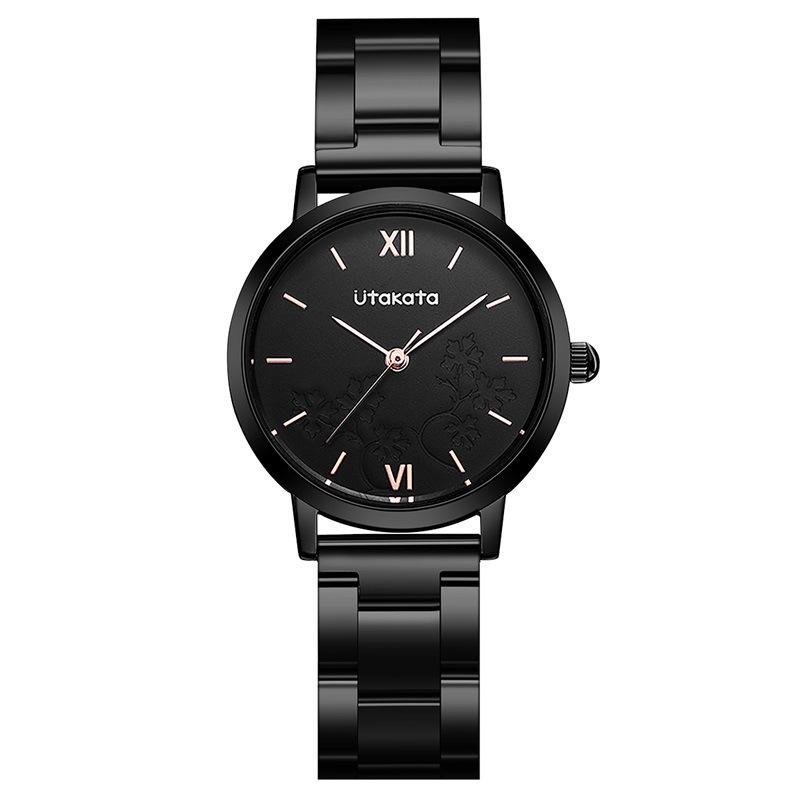 Utakata Ladies Watch Women'S Simple Business Steel Belt Watch Embossing Process Waterproof Quartz Watch 0010
