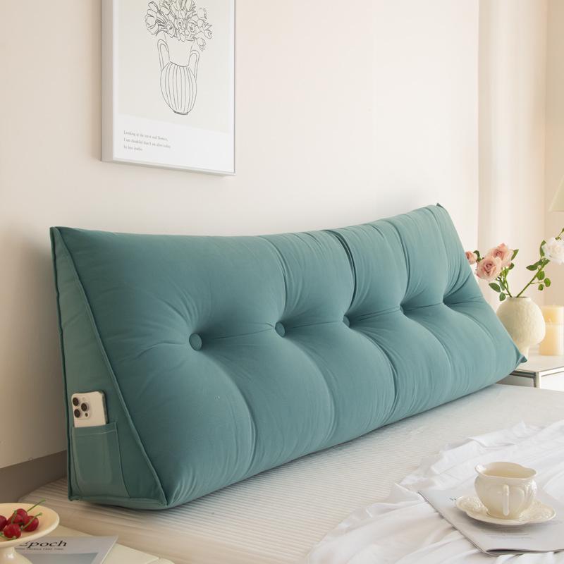 Removable & Washable Leather Velvet Triangle Headboard Cushion Pillow with Soft Lumbar Backrest for Sofa and Dormitory