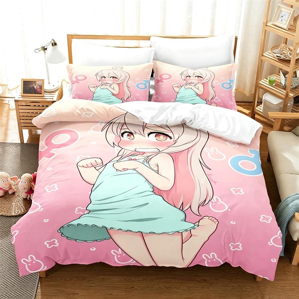 3D Printed Anime Onimai Bedding Set 2/3 Piece Duvet Cover Set Cute Girls Printed Bed Linen For Bedroom Decor Fans Gift