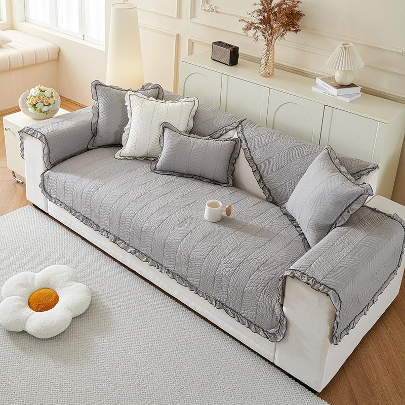Simple Western-style Non-shrinking All-season Cotton Fabric Sofa Cushion Cover High-end Light Luxury Cotton Cushion Cover