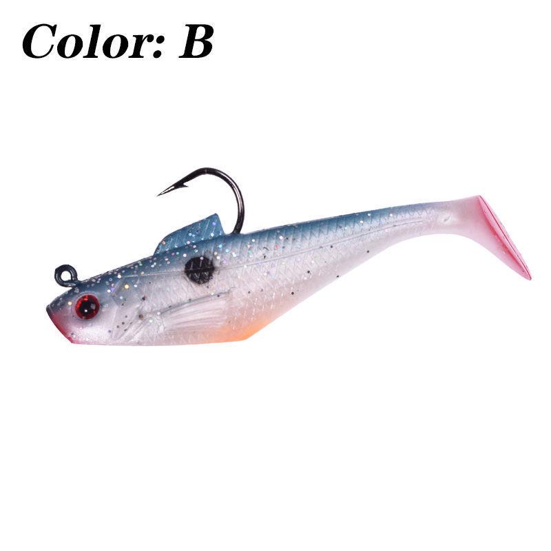 Micro Lure T-tail Soft Lure with Jig Head Hook, PVC Simulated Fish Bait for Long Cast - Ideal for Bass and Small Mandarin Fish. Small [5cm/3.5g] b