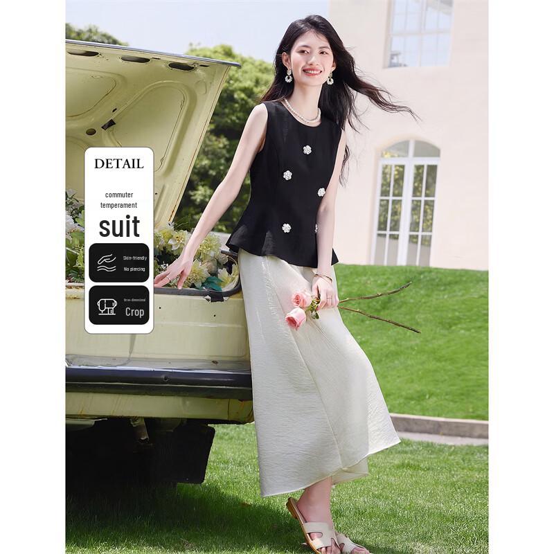 Elegant Floral Sleeveless Two-Piece Suit XL
