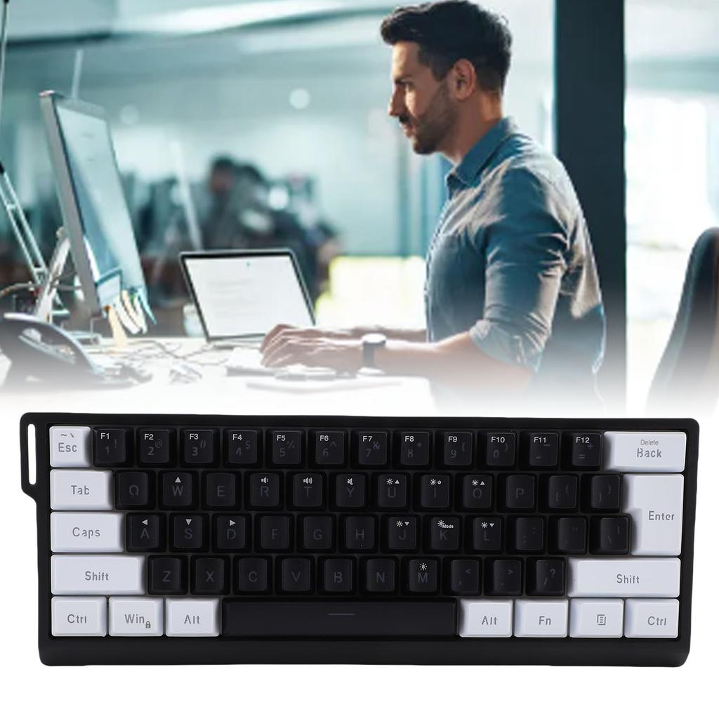 Wired Keyboard 60 Percent 61 Keys RGB Backlit Mechanical Feel Portable Computer Keyboard for Gaming Work