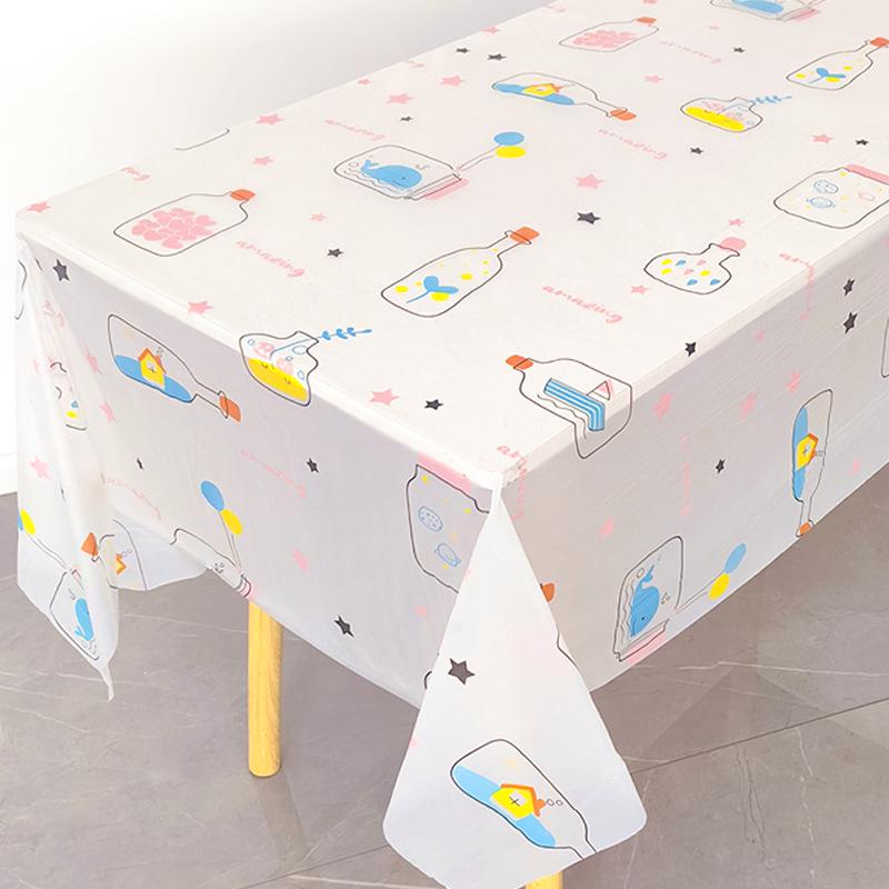 Waterproof Floral Print Tablecloth - Fresh, Rectangular Disposable Cover for Kindergarten Parties