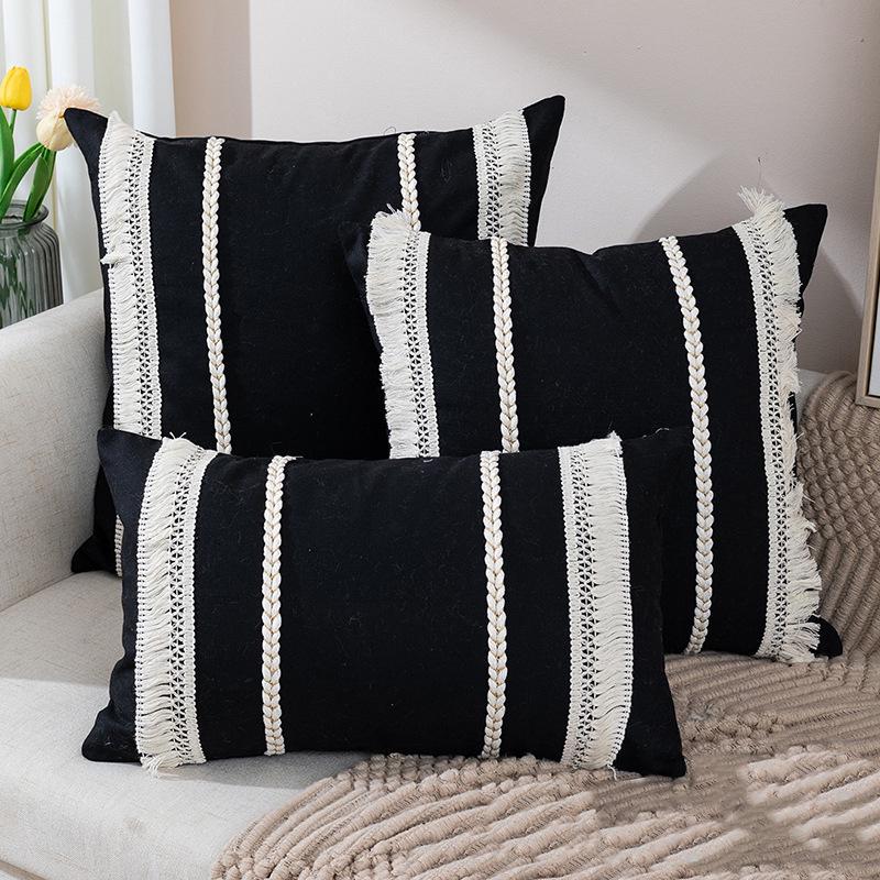 Bohemian Tassel Pillowcase Sofa Waist Support Cushion (Core Not Included)