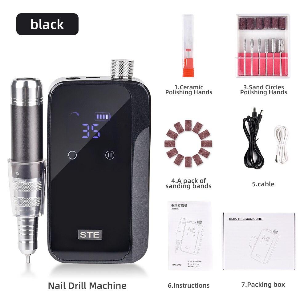 Mașină de găurit unghii 35000 rpm cu afișaj LCD HD reîncărcabilă pentru manichiură Mașină portabilă de frezat unghii