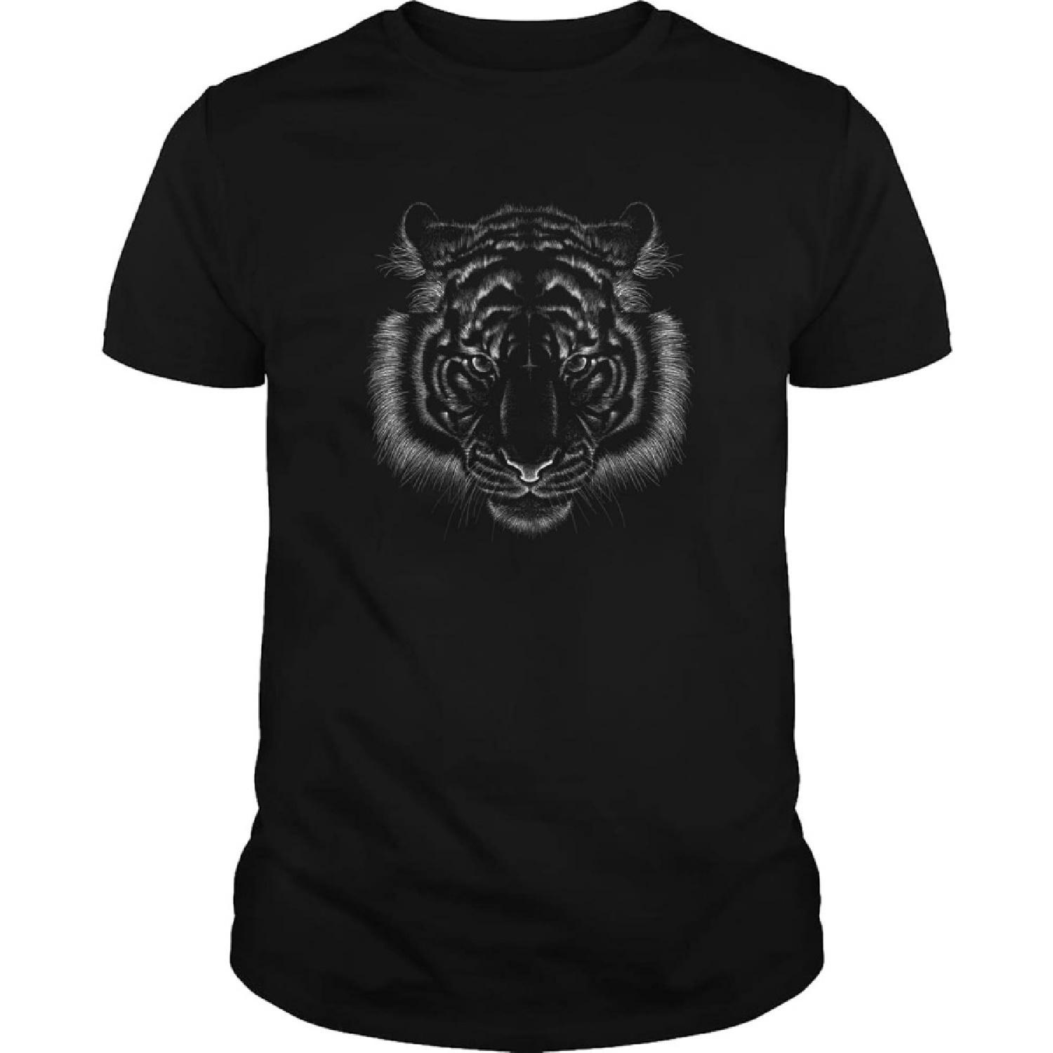 GGANICA Tiger Lover Animal Black Background Theme -Light Blue Shirt-t-Shirts for Men Graphic-Skull T Shirt S