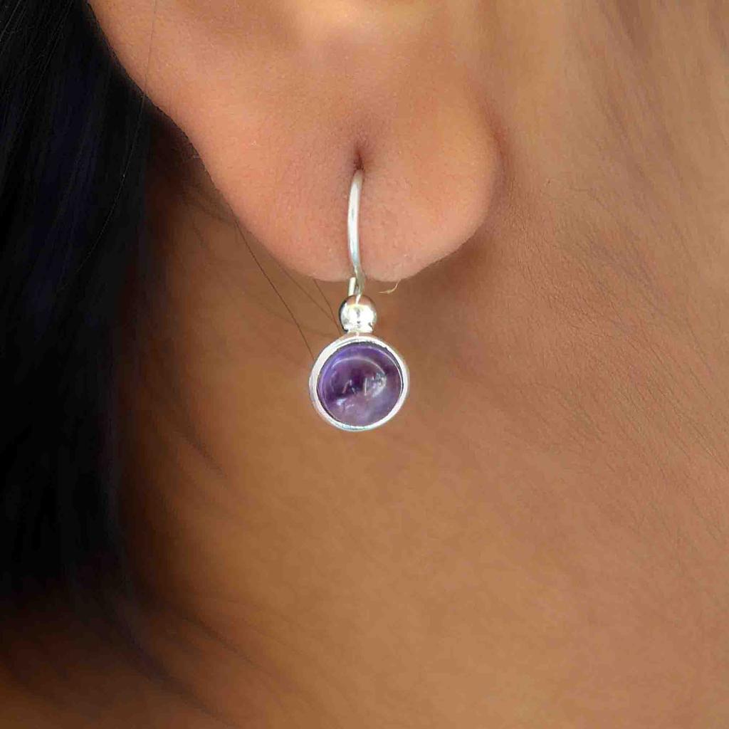 Amethyst 925 Sterling Silber Ohrhänger, Edelstein handgemachte Damen Ohrringe