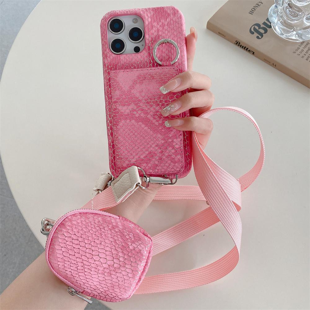 

Crossbody Ring Holder Wallet Card Slot Phone Case for IPhone 17 Air 16E 16 15 13 12 14 11 Pro XS Max 8 Plus Snake Leather Cover iPhone 15 Pro Max