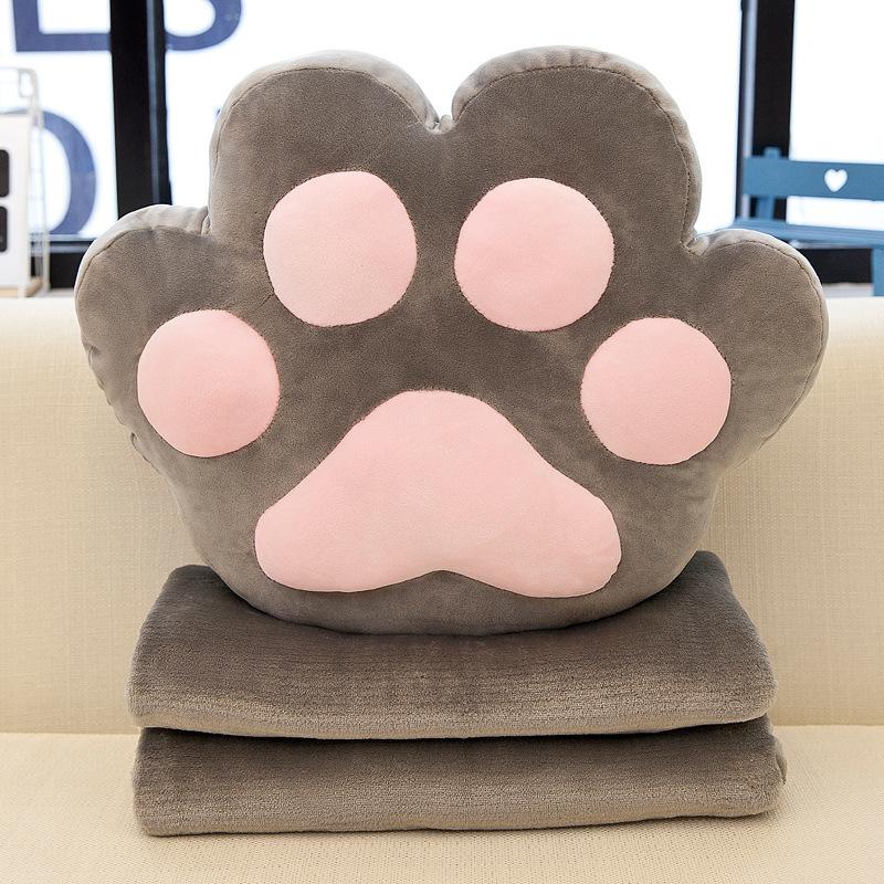 Cute Cat Paw Air Conditioner Blanket Soft Children Xia Liang Quilt Dual-purpose Down Cotton Throw Pillow Quilt