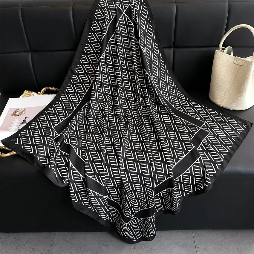 90*90cm Hair Scarf Women Shawls Fashion Beach Silk Scarves  Luxury Kerchief Popular Print Square Bandannas Foulard Headscarf