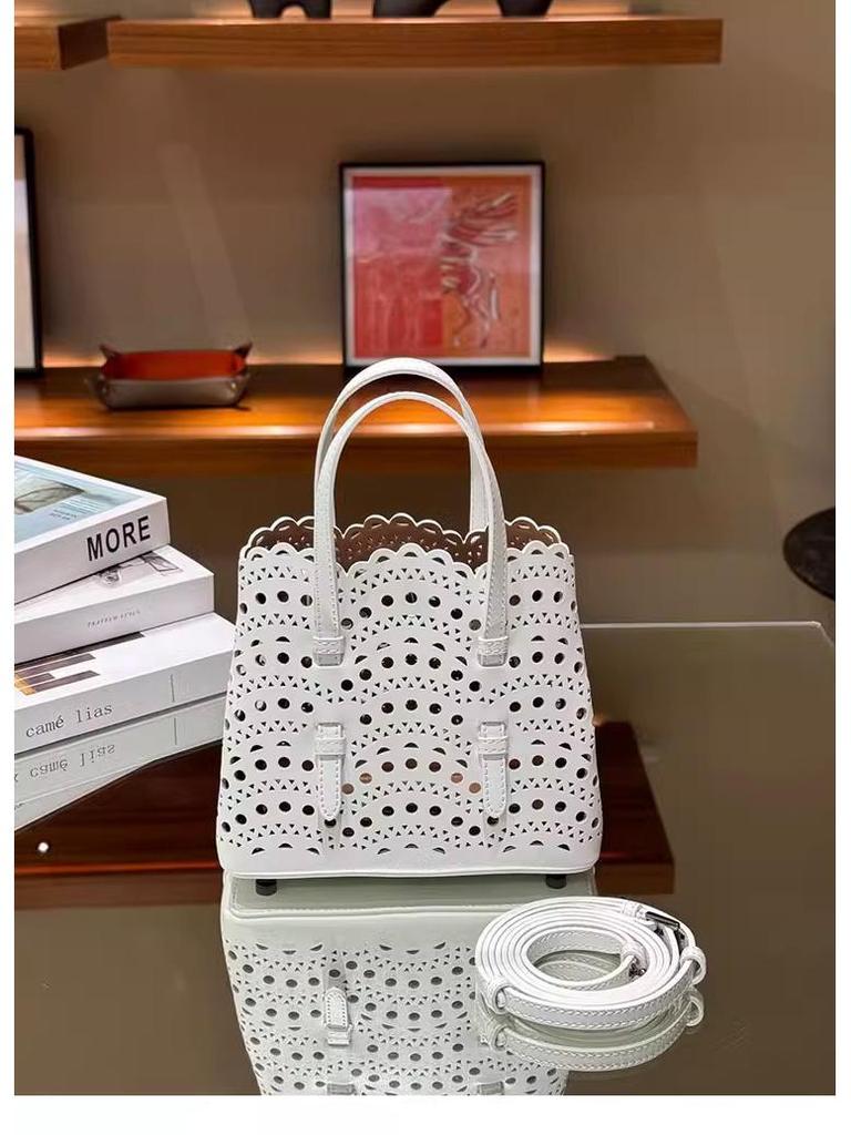 Dámská crossbody kabelka z ručně broušené hovězí kůže, laserově řezaná, z pravé kůže