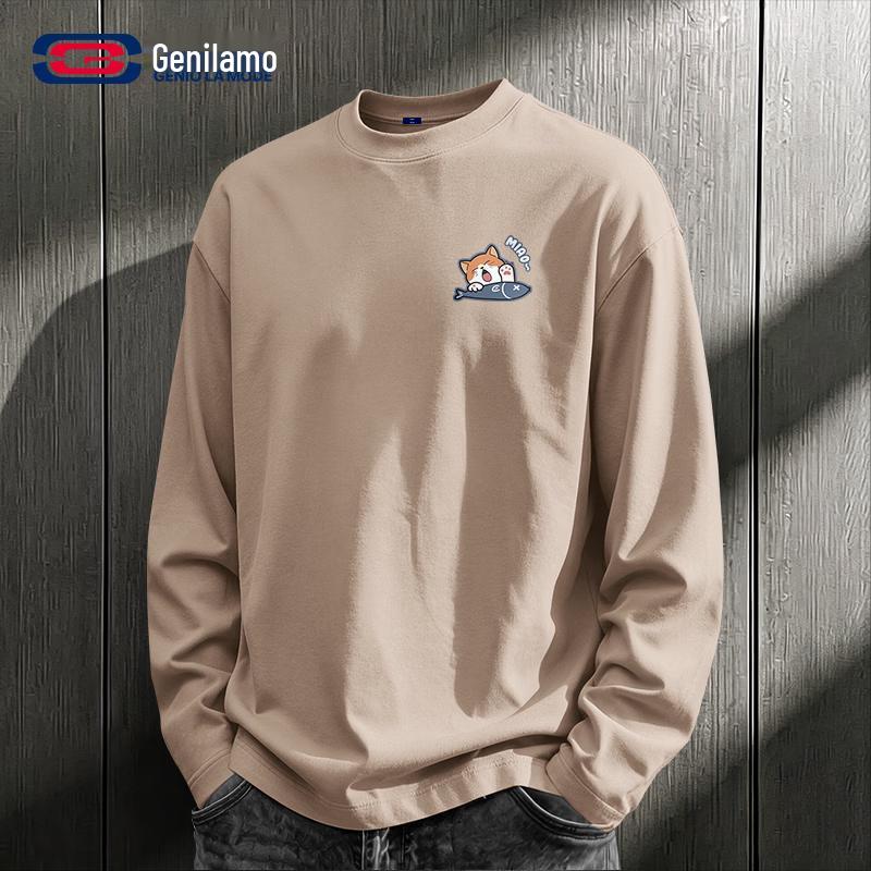GENIOLAMODE Men's Cotton Long Sleeve Graphic Tee