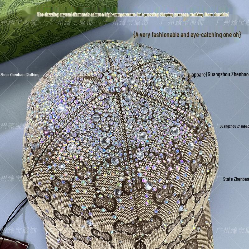 Luxury Monogram Rhinestone Baseball Cap with Sun Protection for Men & Women – Stylish Duckbill Design