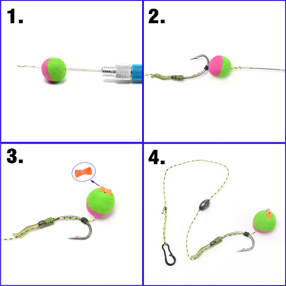 24Pcs/Box Floating Carp Bait Pop Up Boilie Fishing Bait with European Carp Fishing Ball Bait Wire Set Hooks Carp Fishing Tackles