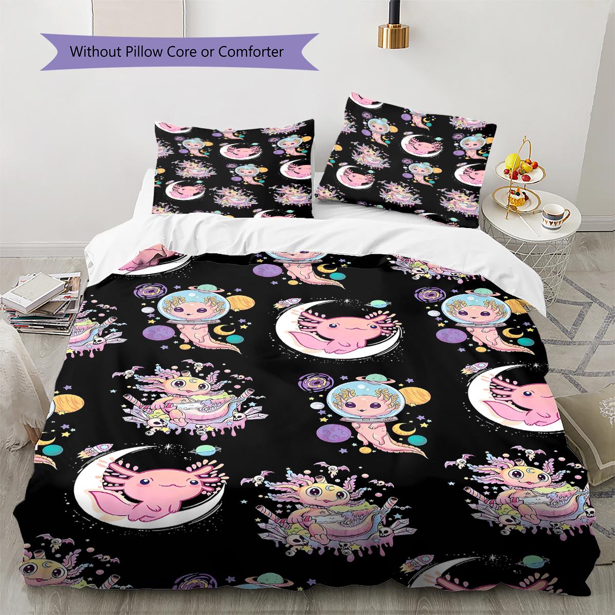 

Axolotl Pattern Bedding Quilt Set Quilt Cover Pillowcase Home Decoration Gift (1 * duvet cover + 2 * pillowcase, without core) 135x200cm