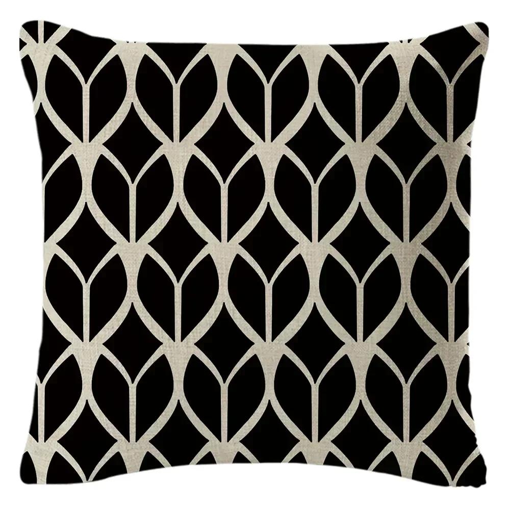 

1PC Geometric Figure Linen Pillowcase Home Sofa Bedroom Decoration Pillow Polyester Pillow Car Cushion Cover 45x45cm 16x16Inch