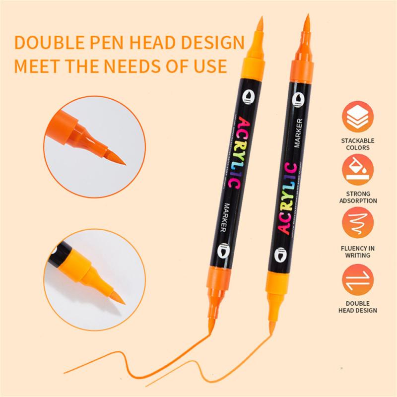 24/48/72 Acrylic Paint Markers: Dual Tip, Fast Drying Portable for Art Painting, Dot Art Coloring - Professional Artist Supplies