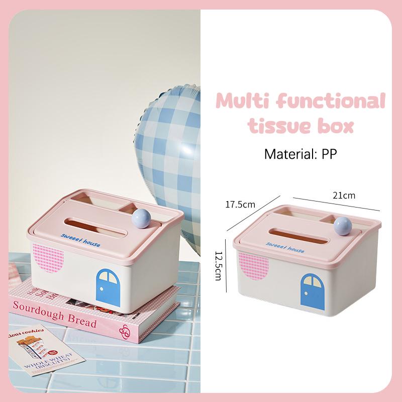 Cartoon Tissue Box Large Capacity Desktop Tissue Box Cute Living Room Coffee Table Household Multi-Functional Storage Box