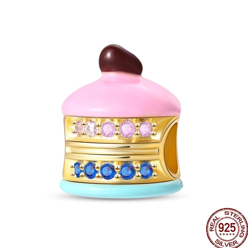 Copper Dessert Afternoon Tea Series Pink Zircon Sweets Playground Series Suitable Fit Pan Original Bracelet Diy