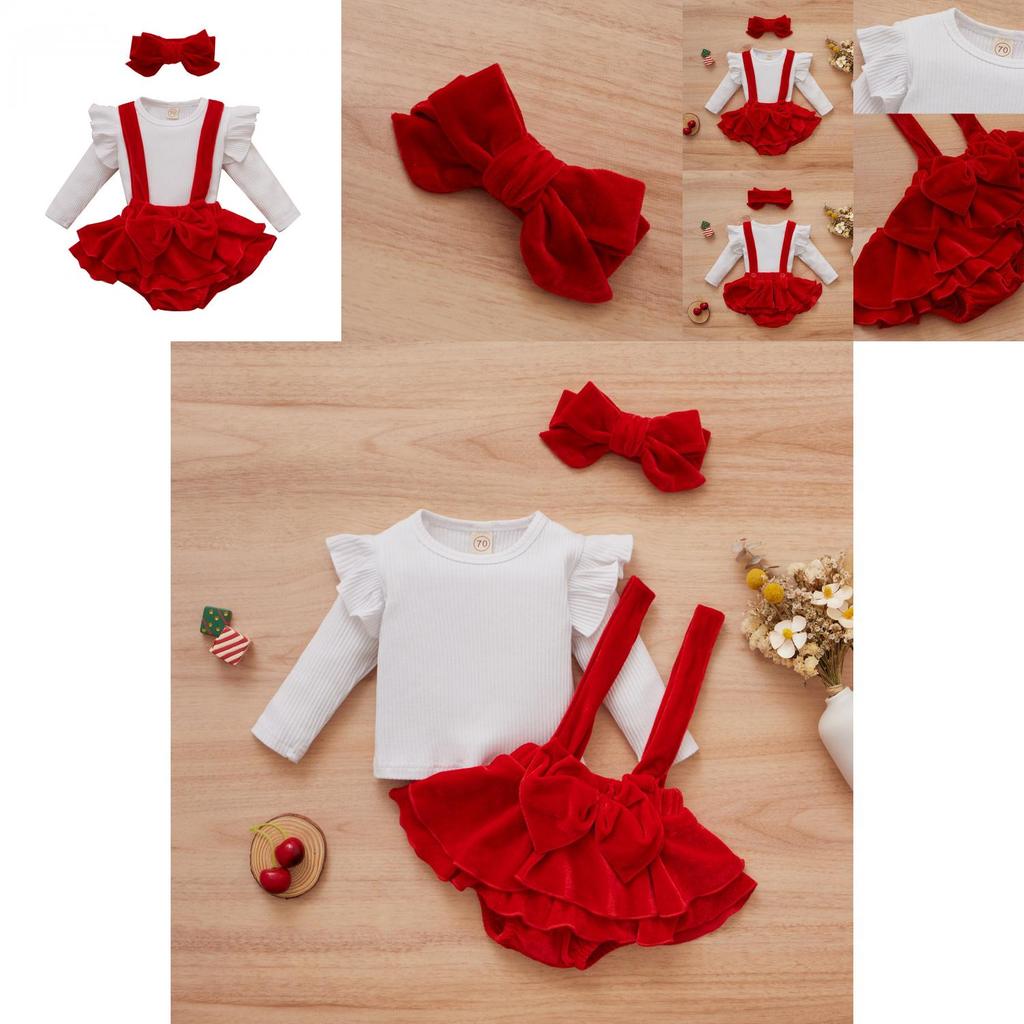 Söt och mysig juloutfit för babyflickor med långärmad topp och kjol