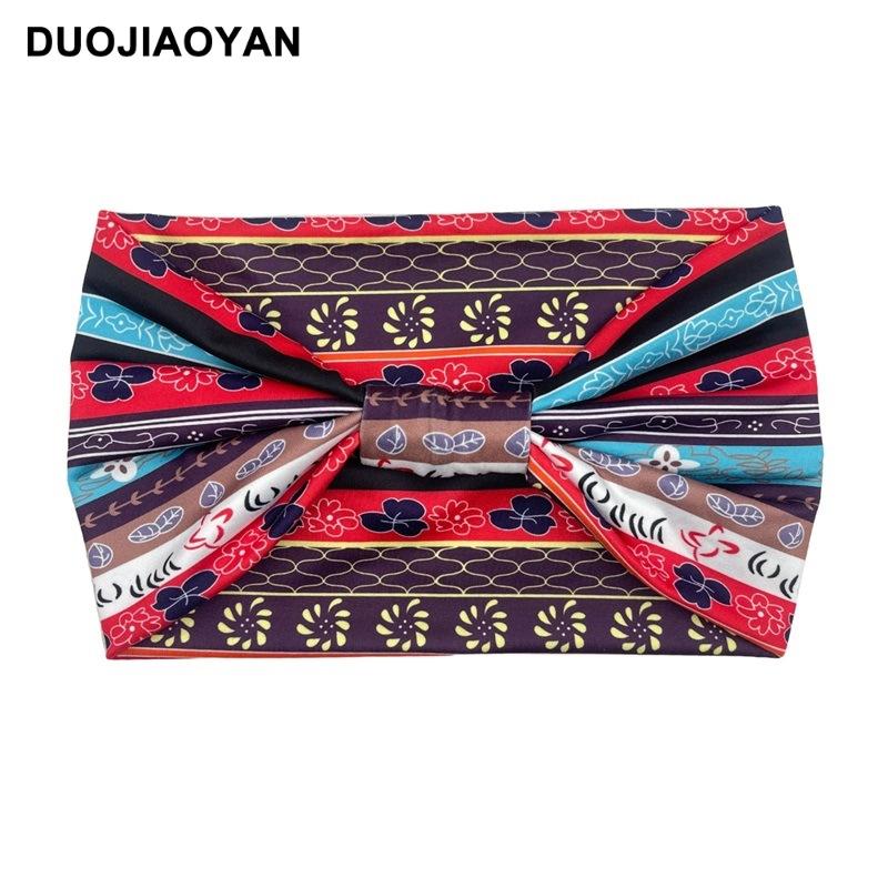 Knot Headband, Color Blocked Pattern Printed Sports Headband, Fashionable Polka Dot Wide Edge Elastic Headband