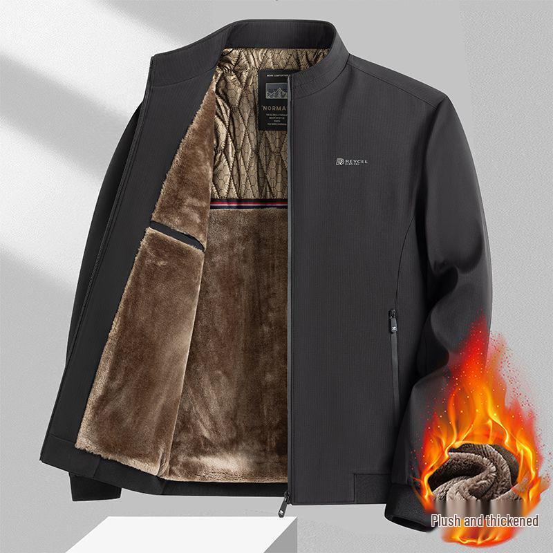 Spring & Autumn Men's Business Casual Stand-Up Collar Jacket - Lightweight, High-End Design for Middle-Aged Elegance