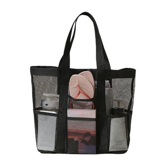 Mesh Beach Bag, Large Capacity Foldable Tote Bag, Sandproof Dirt-Resistant Portable Fitness Shower Bag, for Beach And Swimming Pool