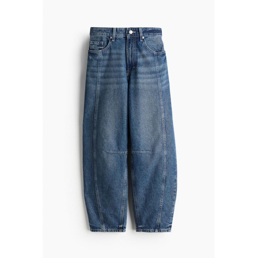 H M Regular Waist Super Barrel Jeans Blue