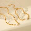 Custom Processing French Style Natural Freshwater Pearl Oval Gold Bead Necklace Stainless Steel Bracelet