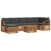 Outdoor-Sofagarnitur mit Kissen 8-teilig Natur und Anthrazit