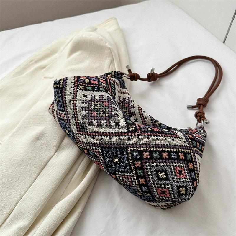 Vintage Plaid Women Crossbody Bags Lazy Style Trendy Female Beach Holiday Handbags Fashion Versatile Shoulder Bags