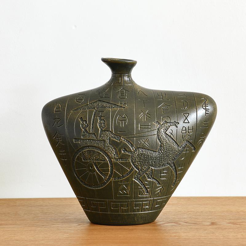 Vintage Yunnan Ethnic Minority Ceramic Vase Ornaments Crafts Home Room Table Decoration Study Office Desk Furnishing Accessories