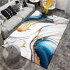 Marble Texture Carpet with Gold and Blue Abstract Art Design Suitable for Use As an Anti-slip for Living Room Bedroom Sofas