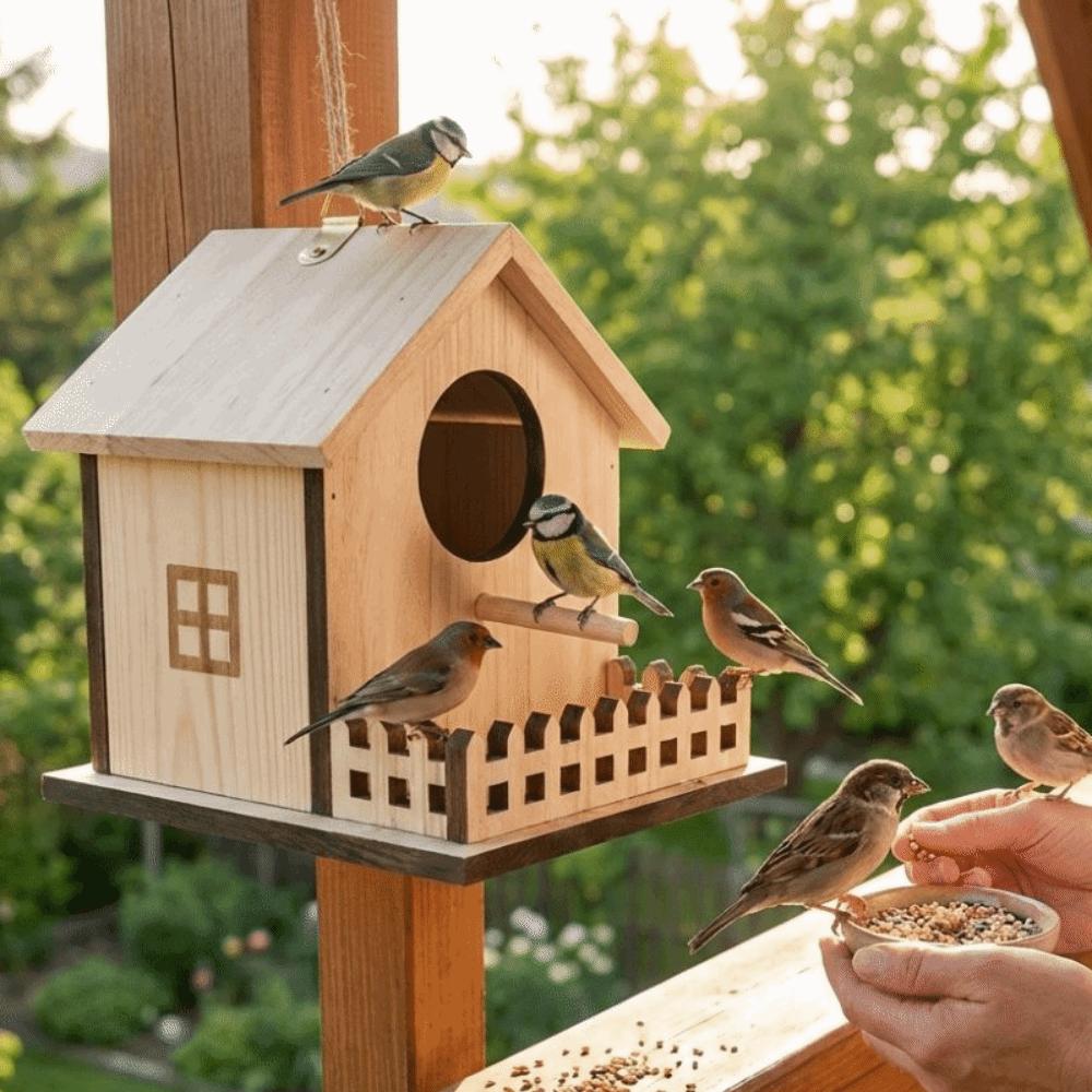 Hanging Bird Breeding Box Bird Cage Bird Feeder House Wood Bird House  Backyard Home