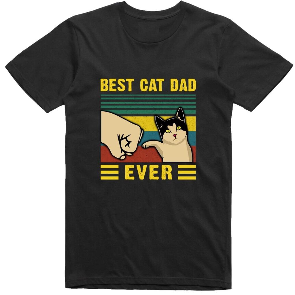 100% cotton TOPS UNISEX TEES MENS WOMENS Best Cat Dad Funny Mens T Shirt Regular Fit Cotton Tee
