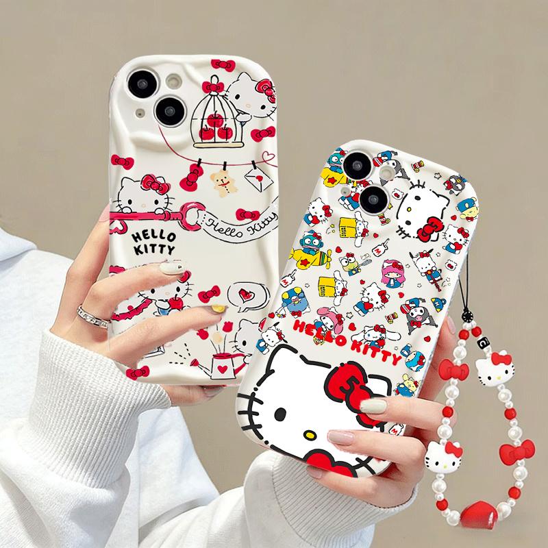Casing For Iphone 17 16 15 Pro Max 17 Air 14 13 12 Pro Max 11 16e 15 Plus 13 mini XR Sanrio Hello Kitty Bow Bracelet Phone Case