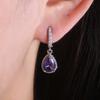 Purple Teardrop Drop Earrings for Women Elegant Sparkling Hoop Jewelry