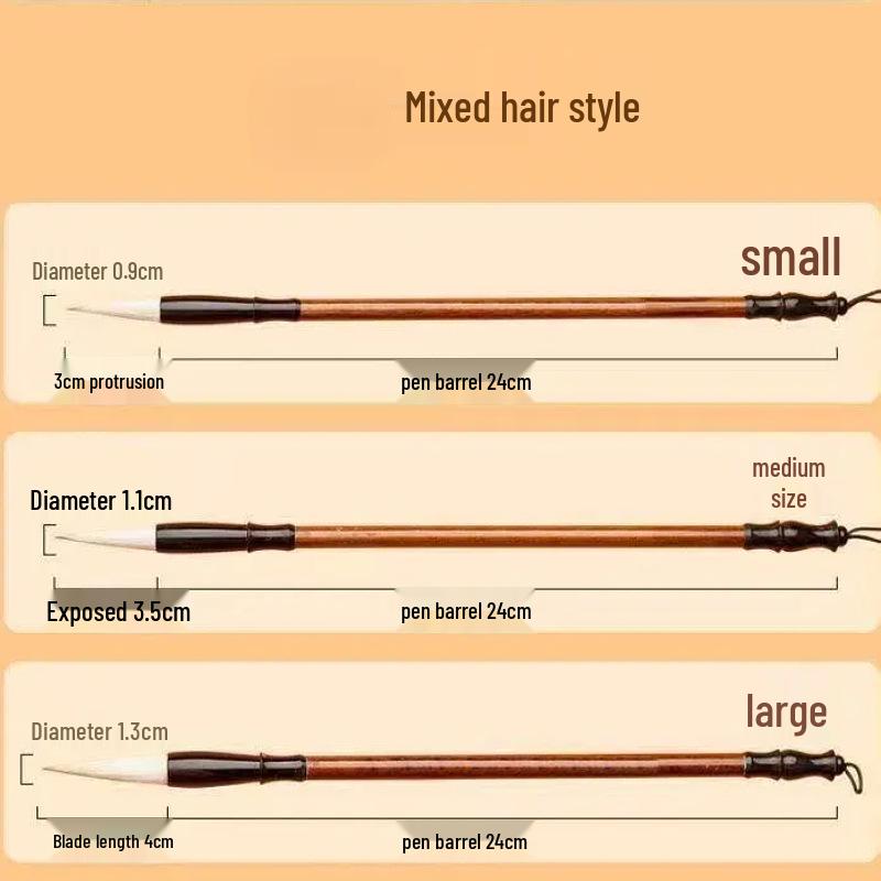 Calligraphy Brush Set for Beginners: Wolf & Mixed Hair, Large, Medium, Small Sizes - Ideal for Students & Chinese Painting.