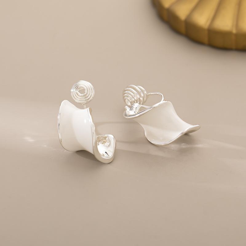 

Glazed Spiral Earrings for Women Mosquito Tray Ear Clips Without Ear Holes