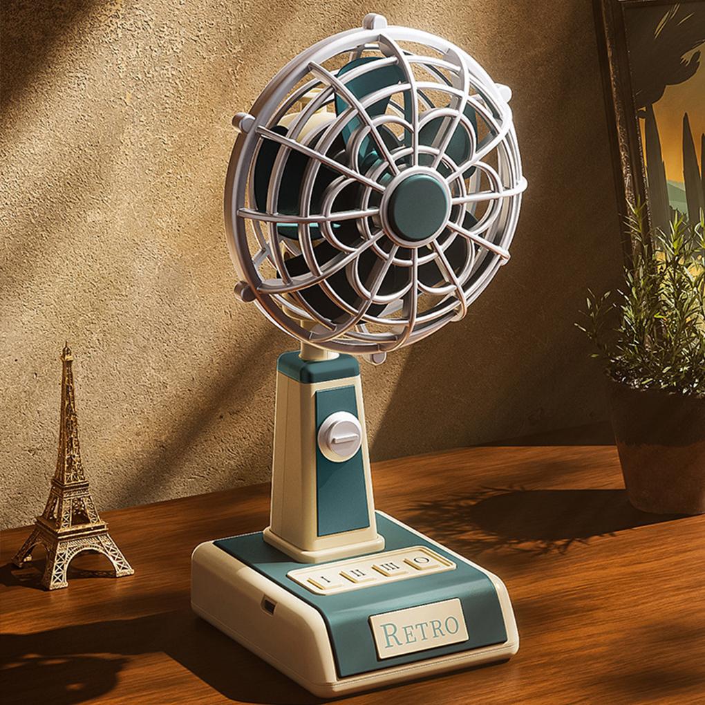 

Quiet Cooling Fan With 3 Speeds summer Portable USB Rechargeable Powerful Strong Wind Airflow Home Outdoor Office Desktop Retro синій