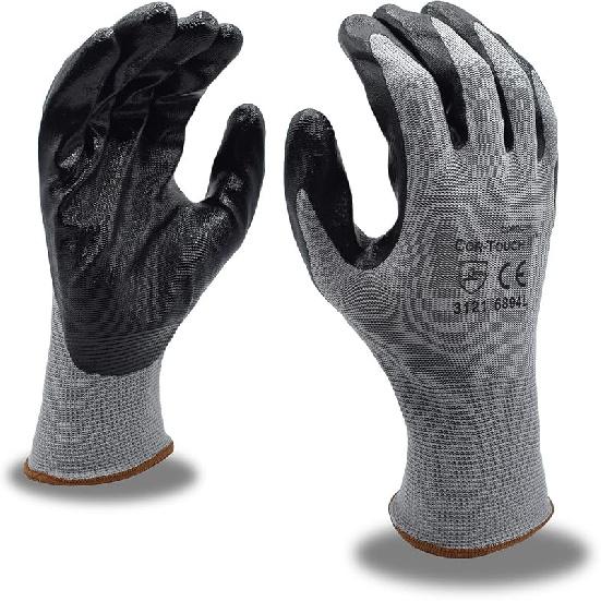 

Cordova 6894XL Cor-Touch II 13-Gauge Gloves, Gray Polyester Shell, Black Flat Nitrile Palm Coating, X-Large, 12-Pack Bulk Work Gloves Medium