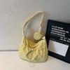 Simple Casual Drawstring Shoulder Bag Leightweight Large Capacity Pleated Crossbody Bag Zipper Designer Commuting Bag Teenagers