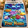 Flannel BlanketBlox Fruits Custom Name Text Personalized Soft Warm Throw Blanket Home Decor Gift