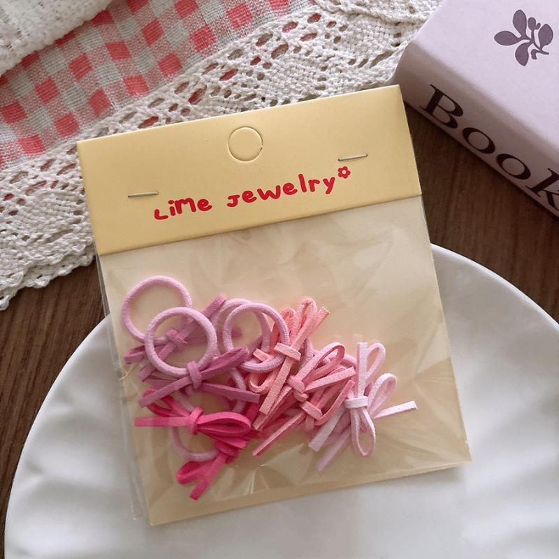 

10Pcs/Set Velvet Bow Elastic Hairbands Girls Sweet Fashion Colorful Hair Side BB Clips Rubber Bands Headwear Styling Accessories